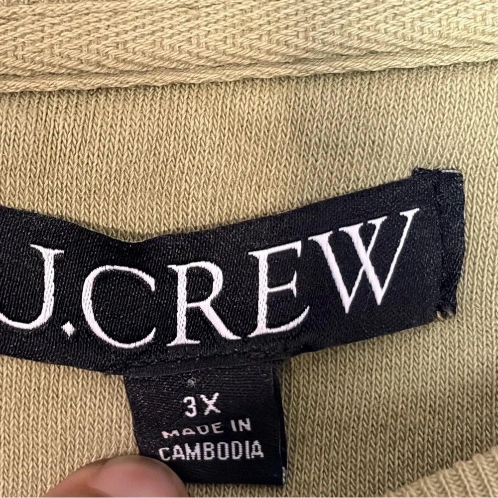 J. Crew Sweatshirt Womens 3X Green Heritage Cropped Boxy Gold Buttons Preppy